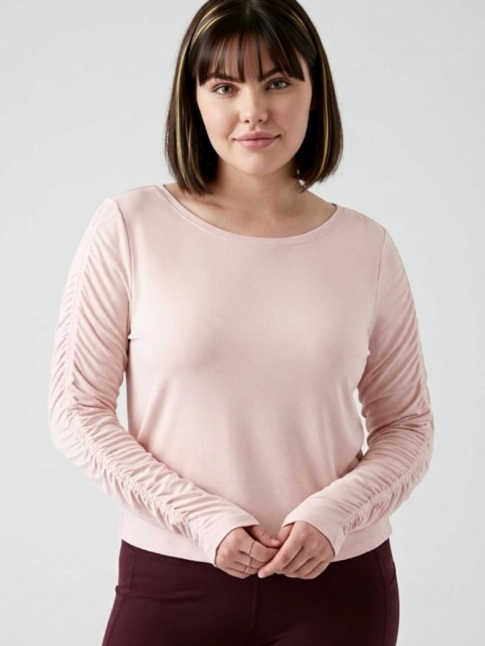 Athleta All Around Ruched Top Light Pink 2X